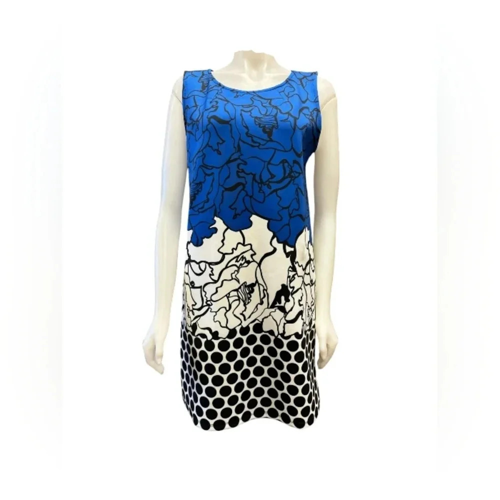 Isle EUC Sleeveless A-Line  Blue and Black Mini Dress Size Medium